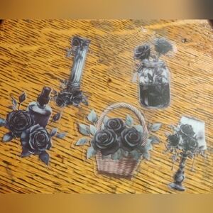 Source Unknown Black and Gray Floral Stickers